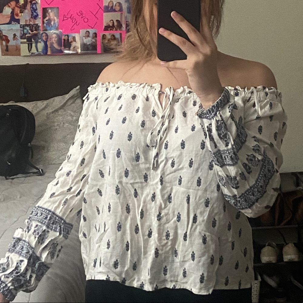 off the shoulder shirt.